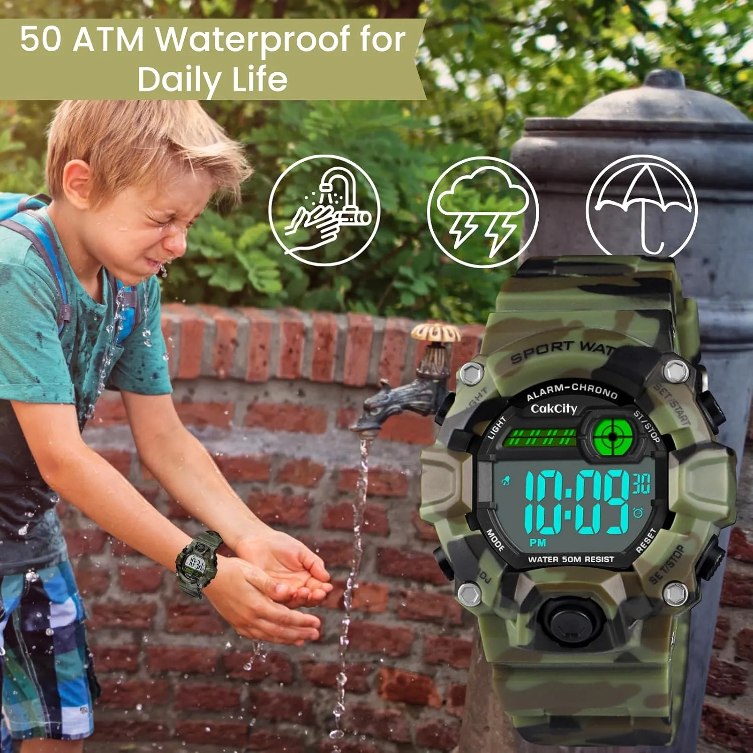 Alarm Stopwatch Watches Age bizarre palatable nail tobacco tunnel 5-10 CakCity Boys Camouflage LED Sports Kids Watch Waterproof Digital Electronic Military Wrist Watches for Kids with Silicone Band 