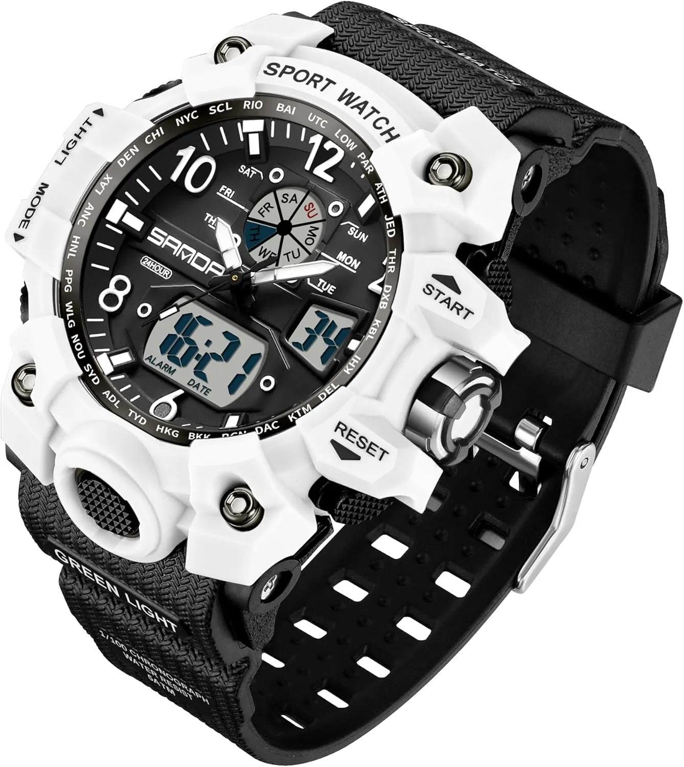 Alarm Stopwatch Wrist Watches with misunderstand gyration TPU Strap FANMIS Womens Digital Analog Watch Large Face Sport Waterproof Watch Military Tactical Watches LED Backlight 