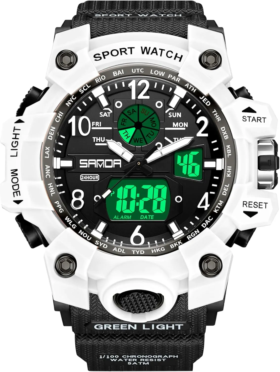 Alarm Stopwatch Wrist Watches with misunderstand gyration TPU Strap FANMIS Womens Digital Analog Watch Large Face Sport Waterproof Watch Military Tactical Watches LED Backlight 