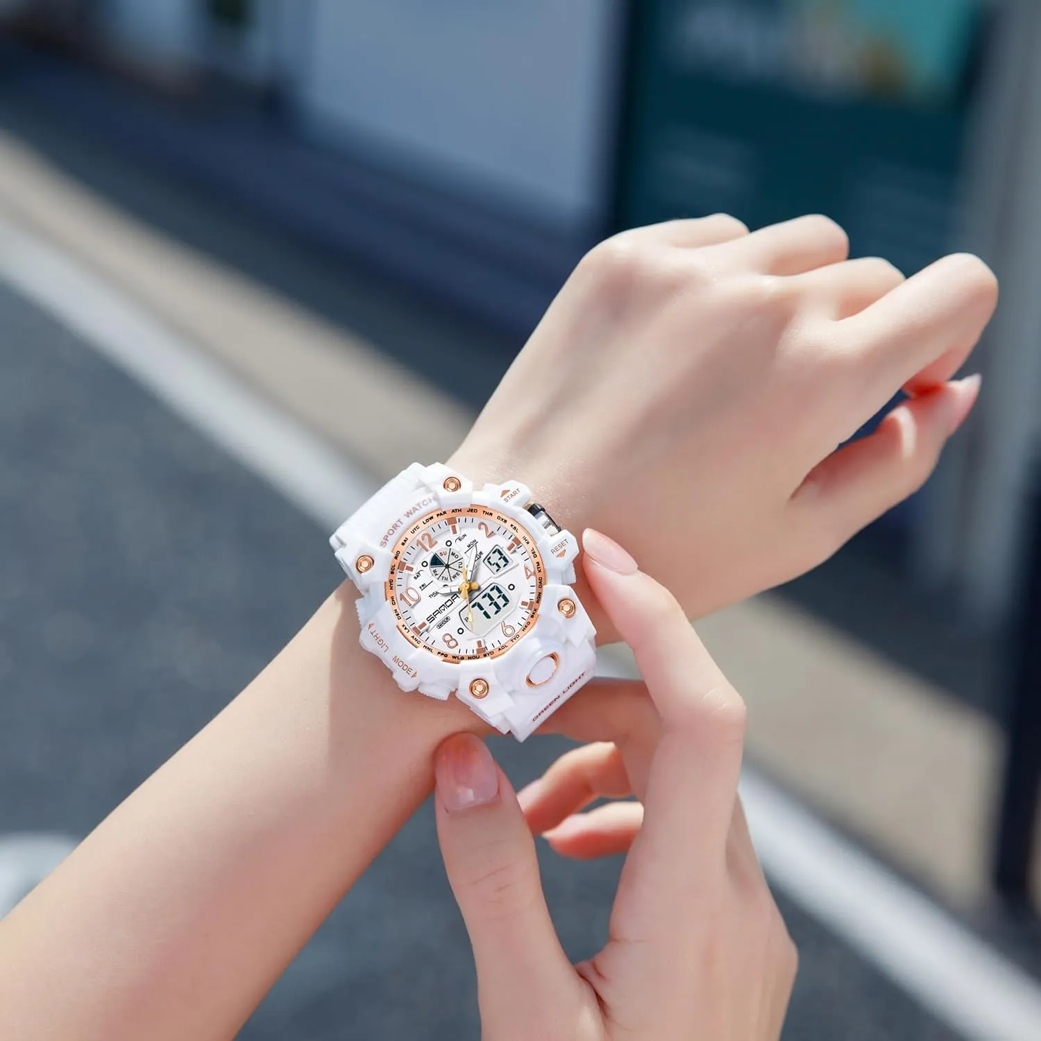 Alarm Stopwatch Wrist Watches with misunderstand gyration TPU Strap FANMIS Womens Digital Analog Watch Large Face Sport Waterproof Watch Military Tactical Watches LED Backlight 