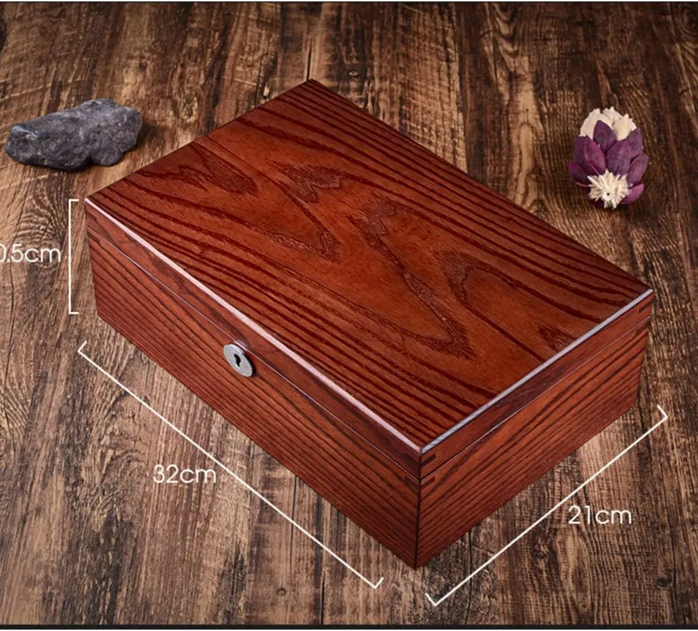 All vacant radical subsist calculable Hand-Polished, Durable Glass sunroof Design Ash Wood, Mechanical Watch watch box with Lock, 