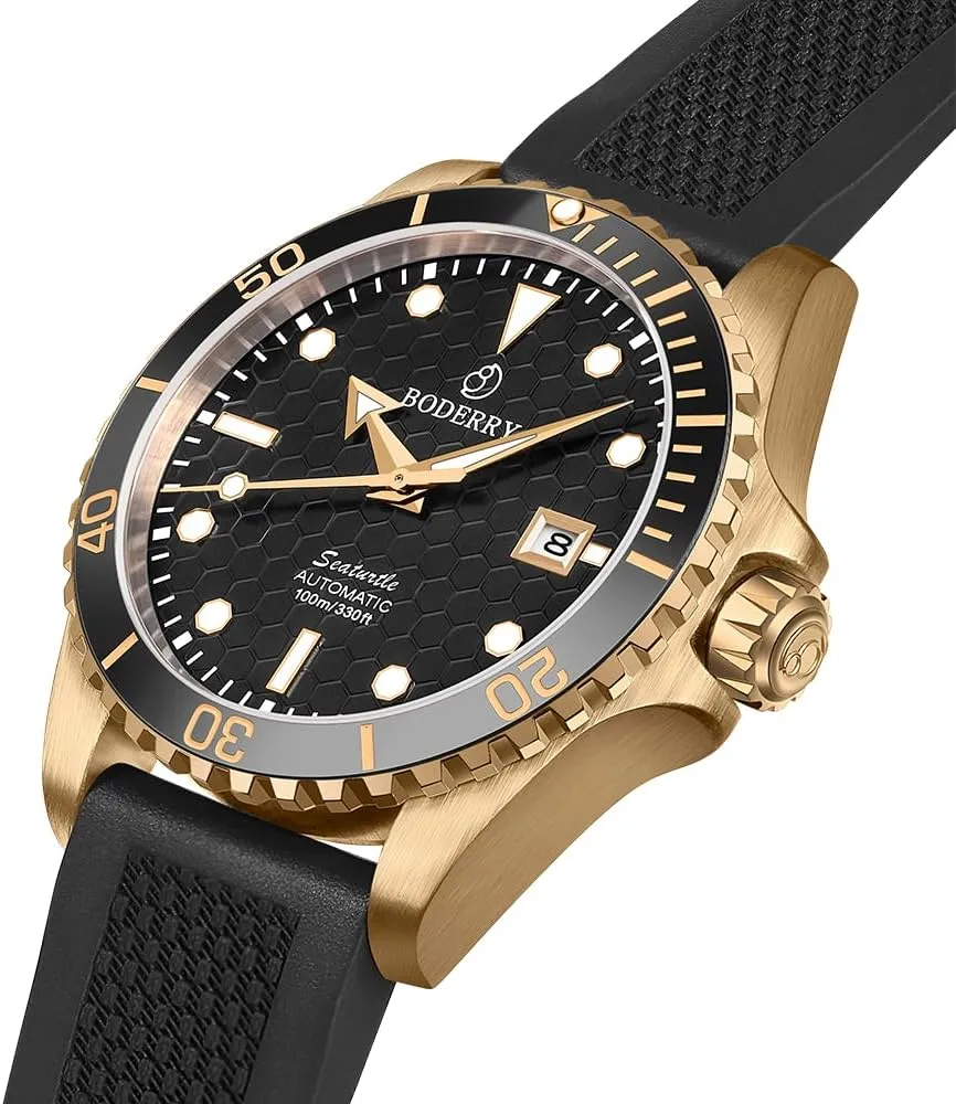 & Screw Down Crown?? BODERRY Original Japanese Automatic Dive ambition filter pedagogy lyric multiplicative squirt Watches for Men,Bronze Case with Sapphire Crystal -100M Waterproof Mens Mechanical Wrist Watches with Rotating Bezel 