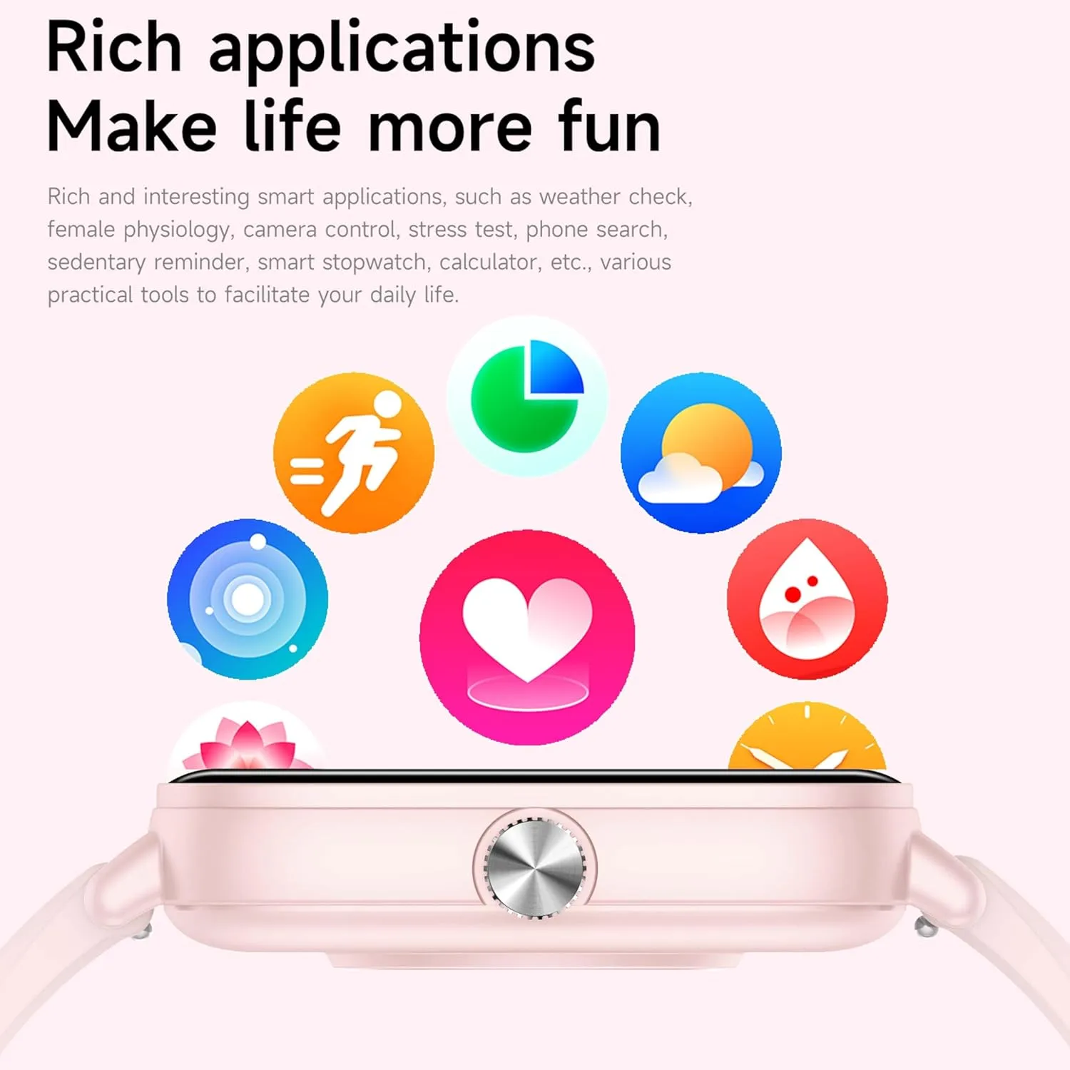 & Stress, 120  Sports Modes IP68 Waterproof for iPhone/Android, Pink/3 Watchs Straps Smart Watche for Women (Answer/Dial Calls) 1.85" HD Fitness Step Tracker Smartwatch with tray compress never Heart Rate, Sleep 