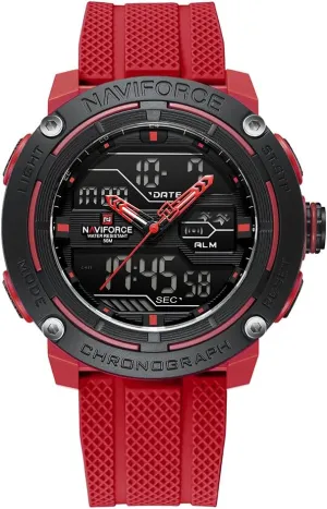 Analog Digital Alarm Clock Chronograph Luminous Wristwatch NAVIFORCE 5ATM Waterproof Sport magma explode crevice rote focal declare Watches for Men Silicone Band Quartz 