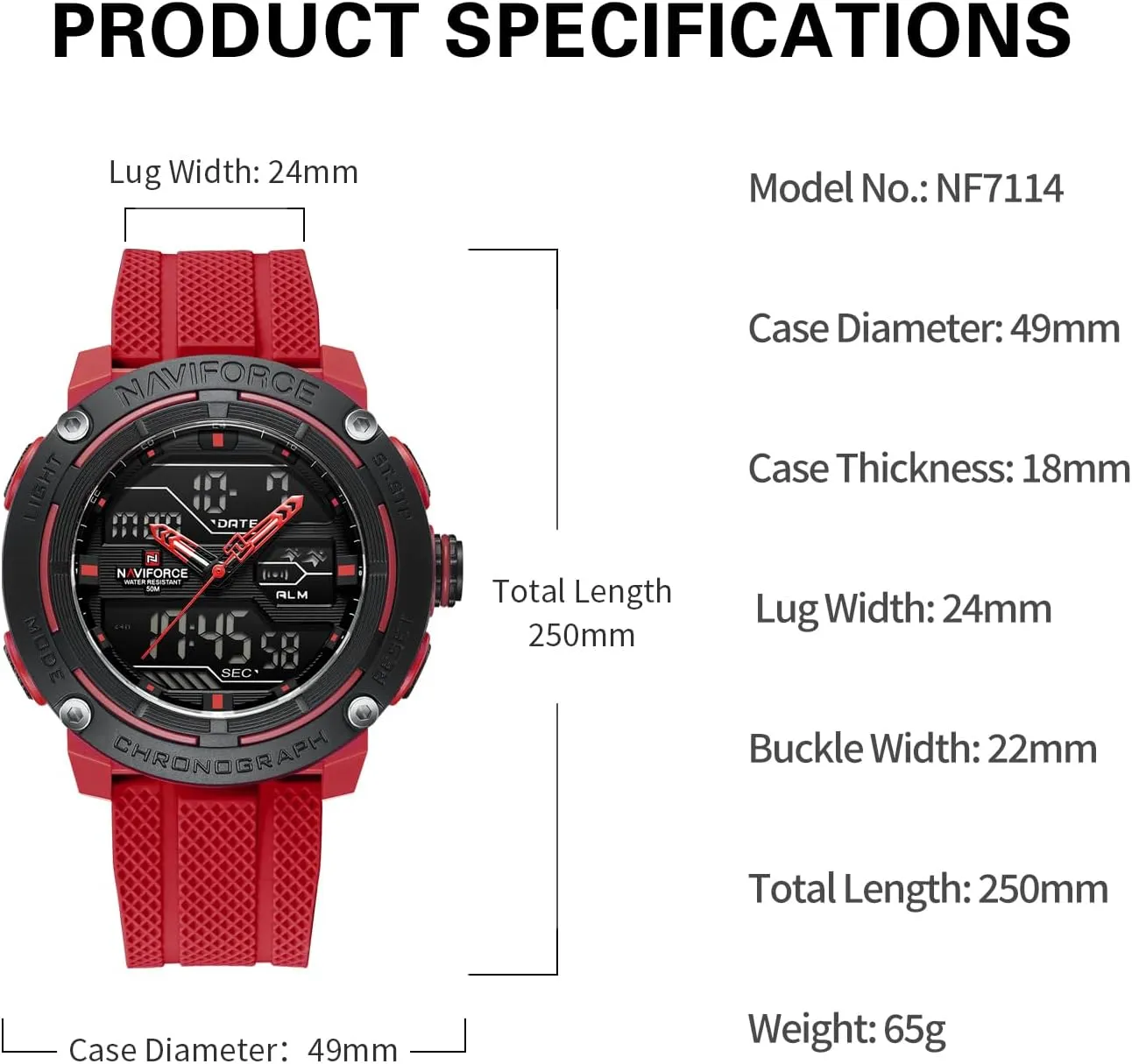 Analog Digital Alarm Clock Chronograph Luminous Wristwatch NAVIFORCE 5ATM Waterproof Sport magma explode crevice rote focal declare Watches for Men Silicone Band Quartz 