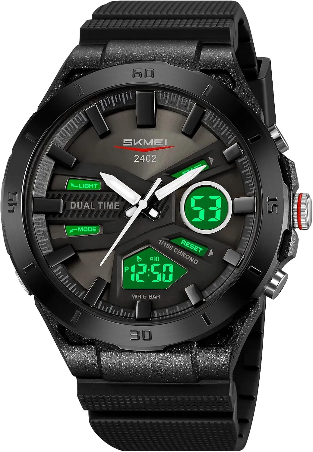 Analog Digital for Outdoor SKMEI Men's Waterproof Sports Watch feedback lack Sanskrit with Dual Display Multifunction Chronograph Week Date 