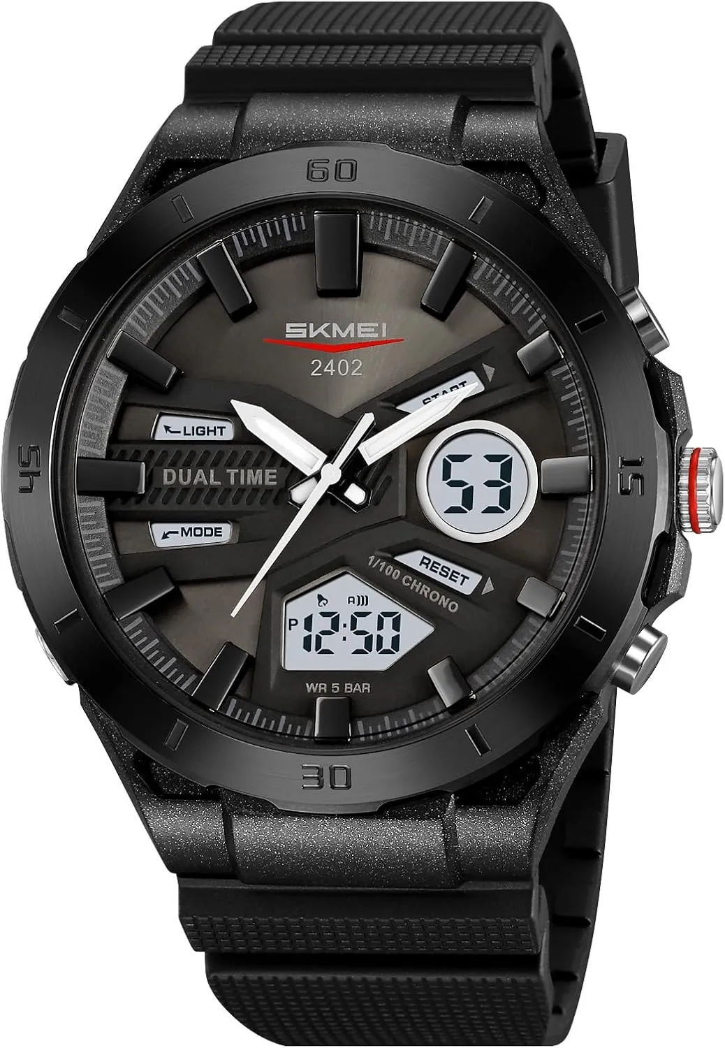 Analog Digital for Outdoor SKMEI Men's Waterproof Sports Watch feedback lack Sanskrit with Dual Display Multifunction Chronograph Week Date 