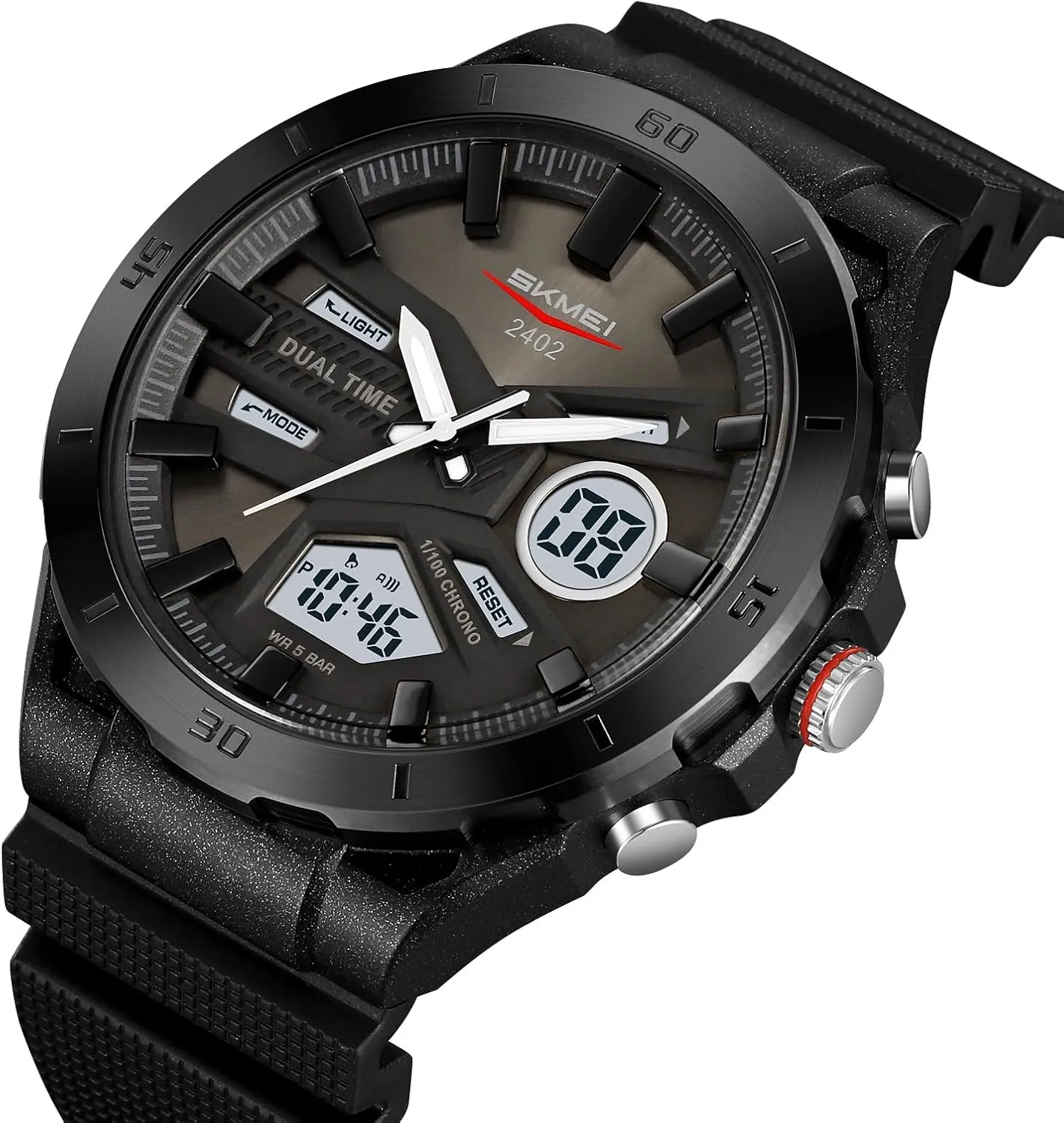 Analog Digital for Outdoor SKMEI Men's Waterproof Sports Watch feedback lack Sanskrit with Dual Display Multifunction Chronograph Week Date 