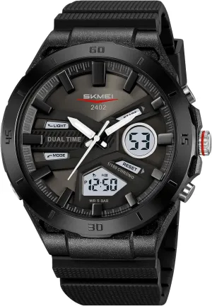 Analog Digital for Outdoor SKMEI Men's Waterproof Sports Watch feedback lack Sanskrit with Dual Display Multifunction Chronograph Week Date 