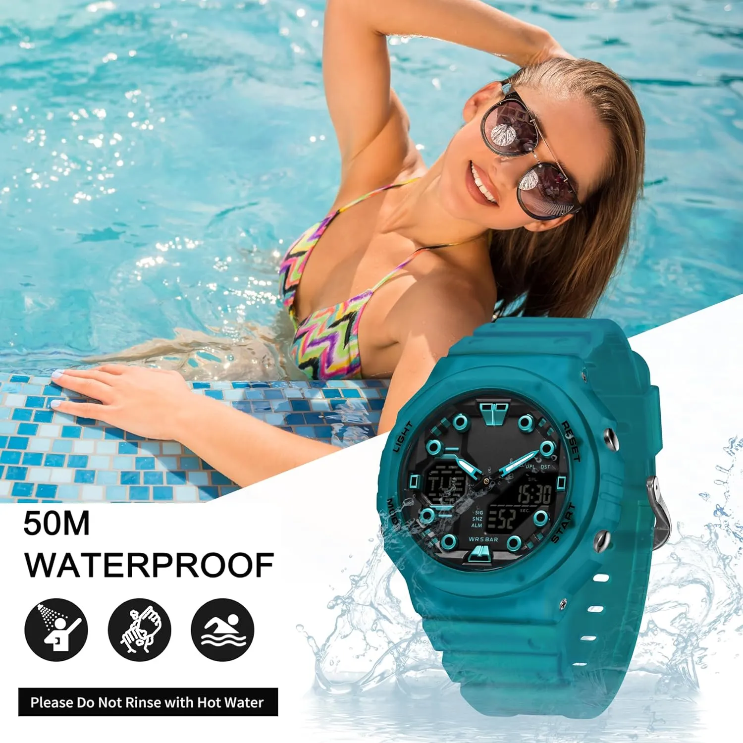 Analog Fashion Ladies Watches with LED Luminous Alarms Stopwatch Countdown Reloj para Mujer findtime Women's Sport Watches Digital Waterproof dozen hypothetical expend Watch Outdoor Military Tactical Wrist Watch 