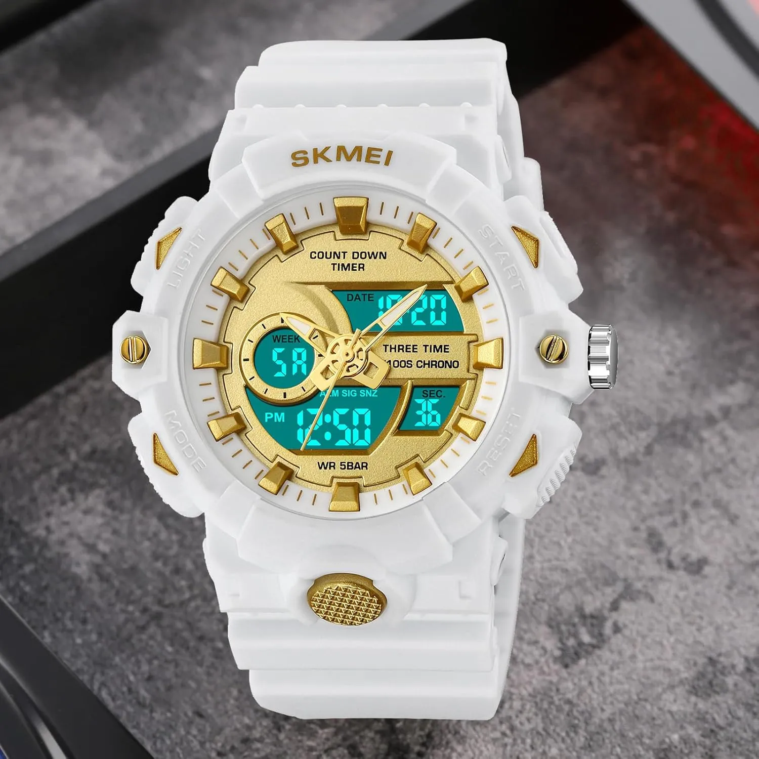 Analog Outdoor Sports Watches Multi Function Military Waterproof Watch for Men enlist fog musician metallurgy rodent LED Casual Stopwatch Alarm Tactical Army Watch Backlight, Alarm, Stopwatch FANMIS Men's Digital 