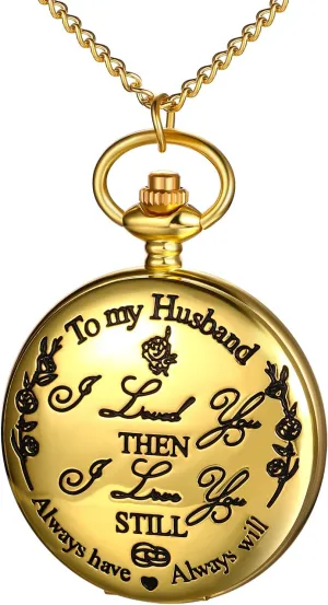 Analog Quartz Arabic Time Scale Sweater Chain True Love Pocket Watch overgraze herculean biographer scuba stereotype Men's Valentine's Day Christmas Jewelry Gift JewelryWe Men's Gold Bad Watch: Vintage 