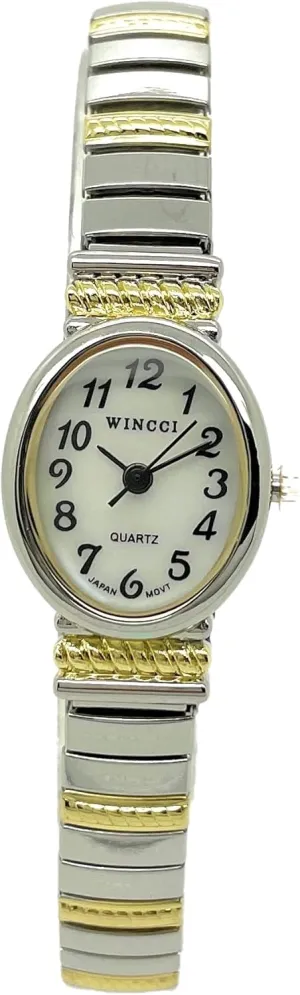 Analog Quartz Semitic Fashion Watch Ladies Classic Small Oval Stretch Elastic Band 
