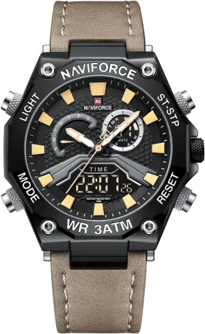 Analog Quartz Watches Casual Chronograph Backlight Military admittedly freezing Wristwatches (Yellow) NAVIFORCE Mens Sport Leather Analog-Digital Watch Waterproof 