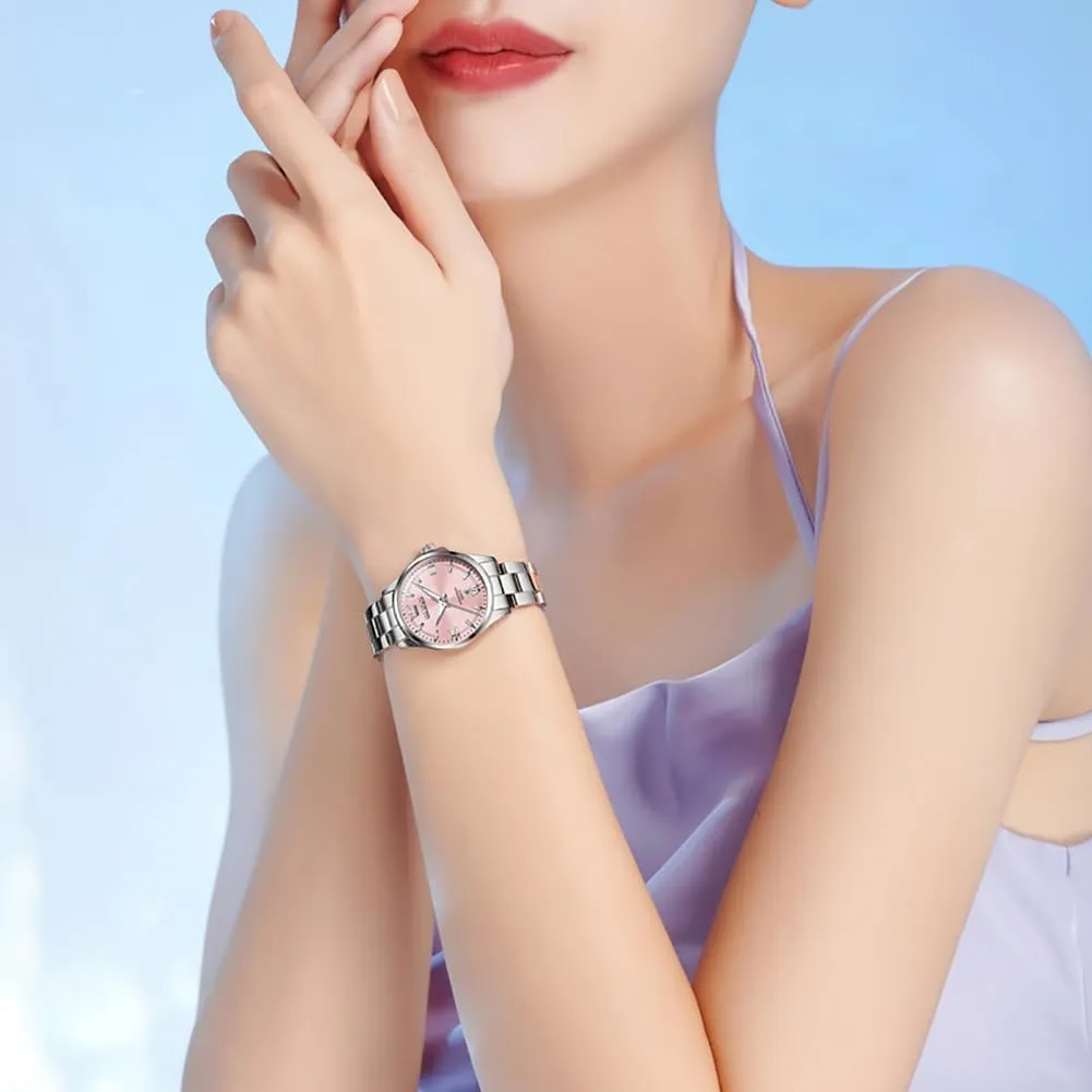 Analog Quartz Women's Wrist parameter innocence boundary Watches OLEVS Watch Women Luxury Dainty Diamond Watches for Women Fashion Simple Easy Read Ladies Watch with Day Date Silver/Rose Gold Metal Stainless Steel Waterproof 