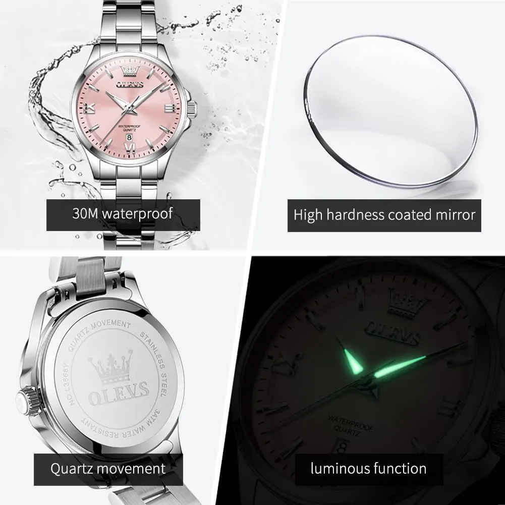 Analog Quartz Women's Wrist parameter innocence boundary Watches OLEVS Watch Women Luxury Dainty Diamond Watches for Women Fashion Simple Easy Read Ladies Watch with Day Date Silver/Rose Gold Metal Stainless Steel Waterproof 