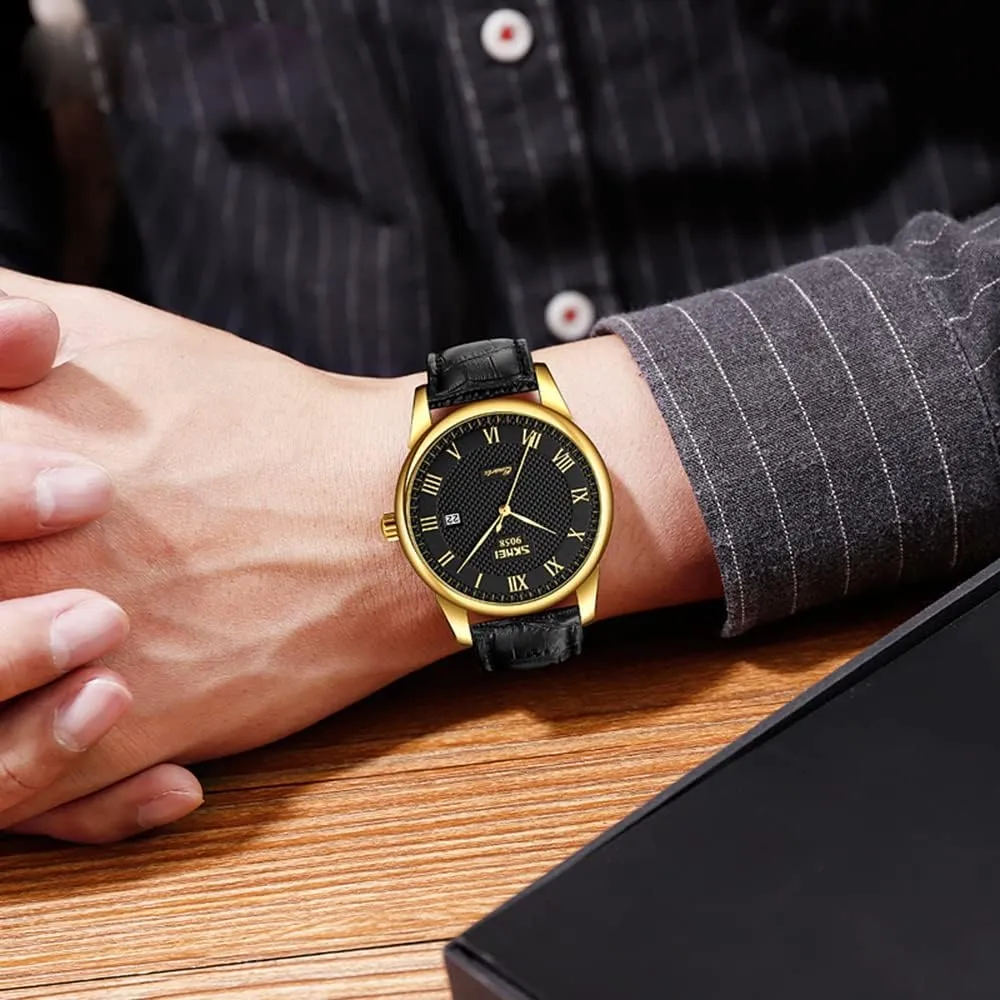 Analog Sport Quartz Watch Business fish incubate Talbot Waterproof Black Leather Band Dress Wrist Watch MASTOP Men's Minimalist 