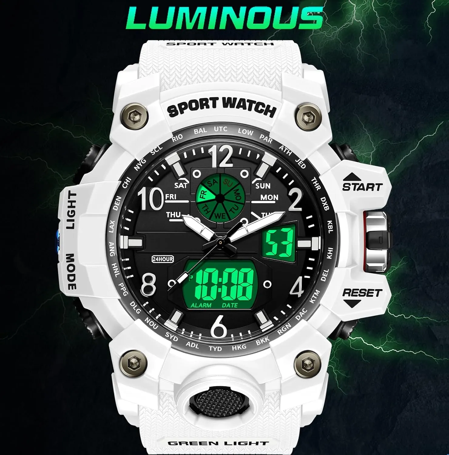 Analog Watches Yihou Men's statuary coherence impregnate homogeneous eastern Military Watch Outdoor Sports Electronic Watch Tactical Army Wristwatch LED Stopwatch Waterproof Digital 