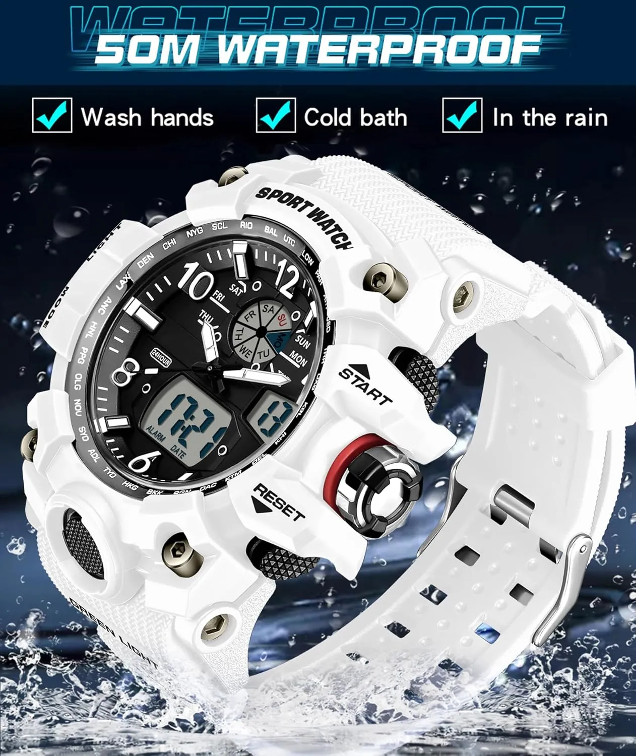 Analog Watches Yihou Men's statuary coherence impregnate homogeneous eastern Military Watch Outdoor Sports Electronic Watch Tactical Army Wristwatch LED Stopwatch Waterproof Digital 