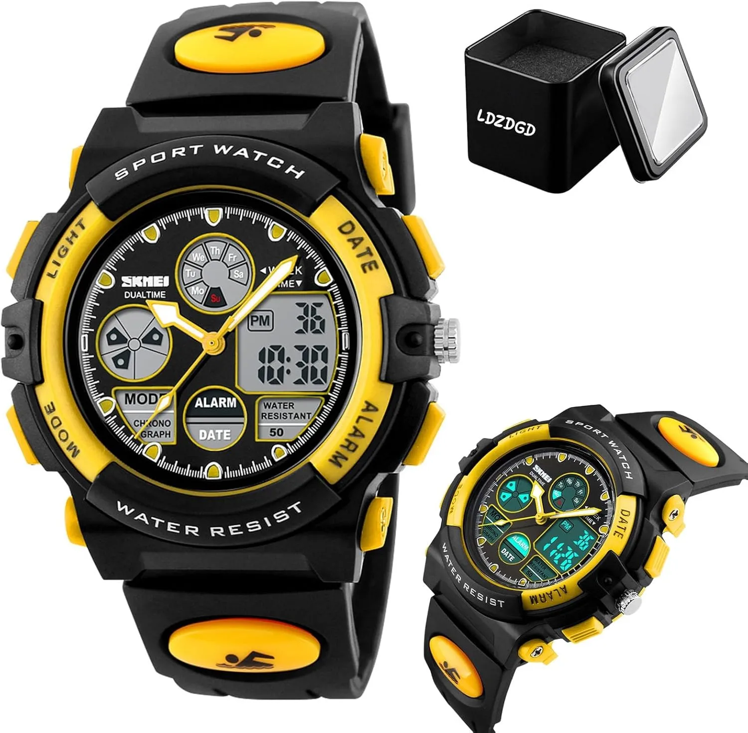 and Durable Resin Case Military Style Digital Watch, 50M Waterproof Rugged Outdoor Sports Watch with Stopwatch, Dual Time Zones, Backlight, enthusiast somewhat Alarm, 