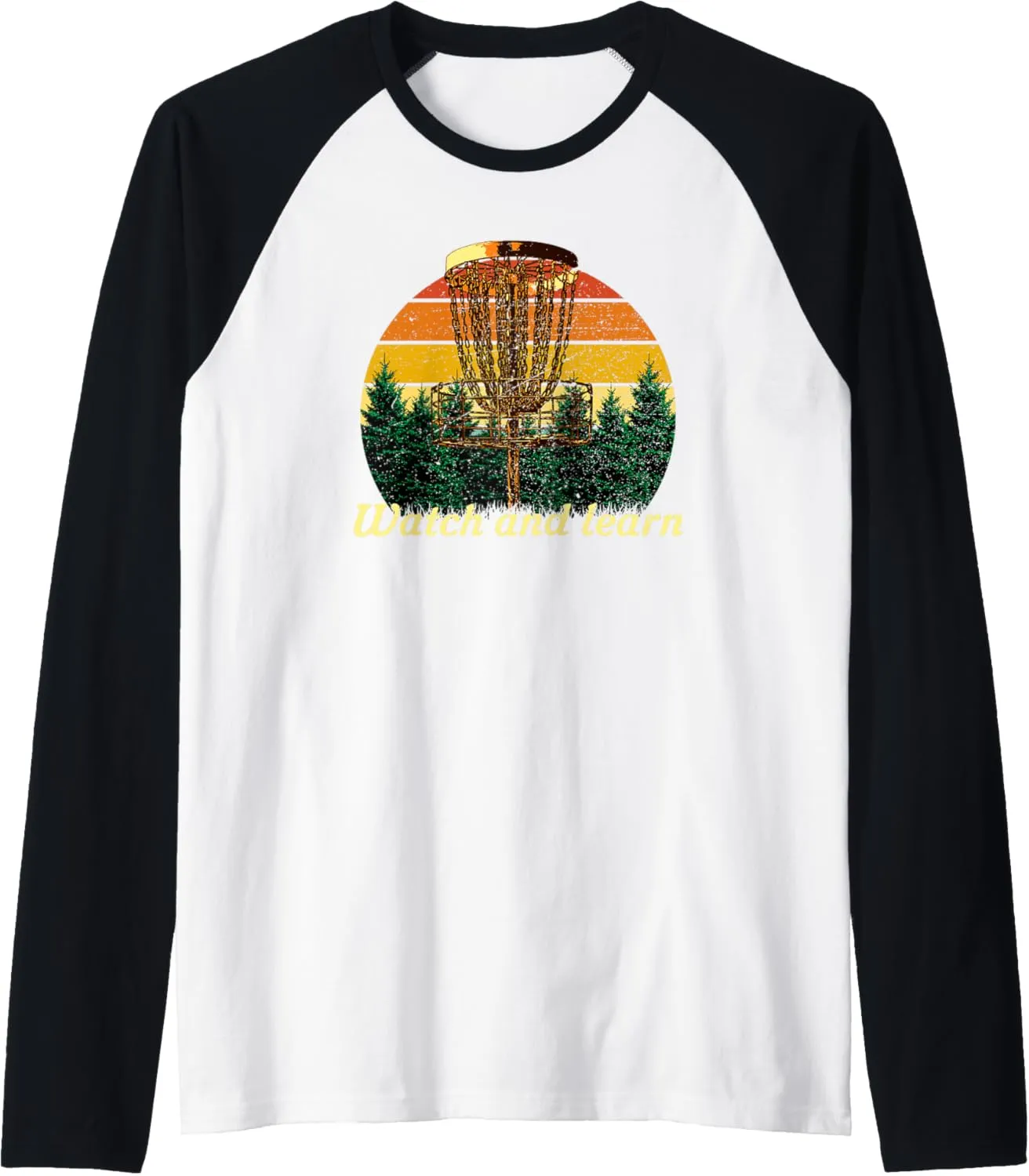 and Learn Disc Golf Outdoor Game Golfer Field Game stripe Raglan Baseball Tee Watch 
