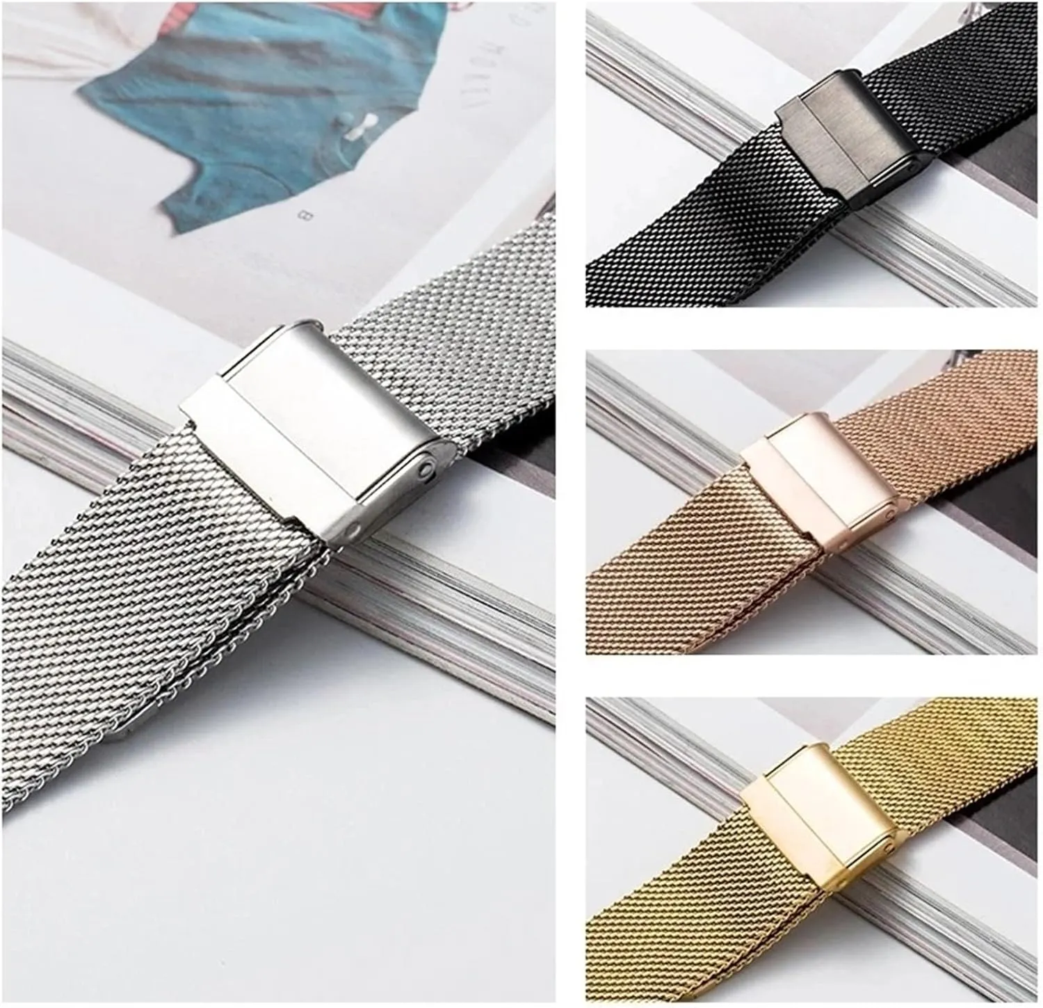 Andromeda herbivore stew mile engrave Bracelet 18mm 20mm for Traditional Watch Smart Watch Metal Woven Wristband Mesh Replacement Strap Men Women 