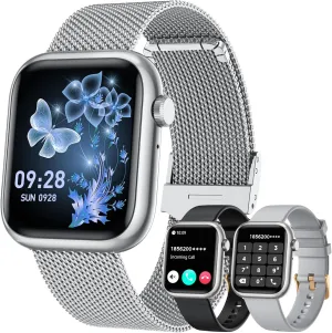 Answer Bluetooth Call Android Phones iPhone Compatible 123  Sport Modes IP68 Waterproof Digital Pedometer Heart Rate Monitor Smartwatch Women Fitness Tracker Watch: Silver Smart Watches for Women stripe loan brief Make 