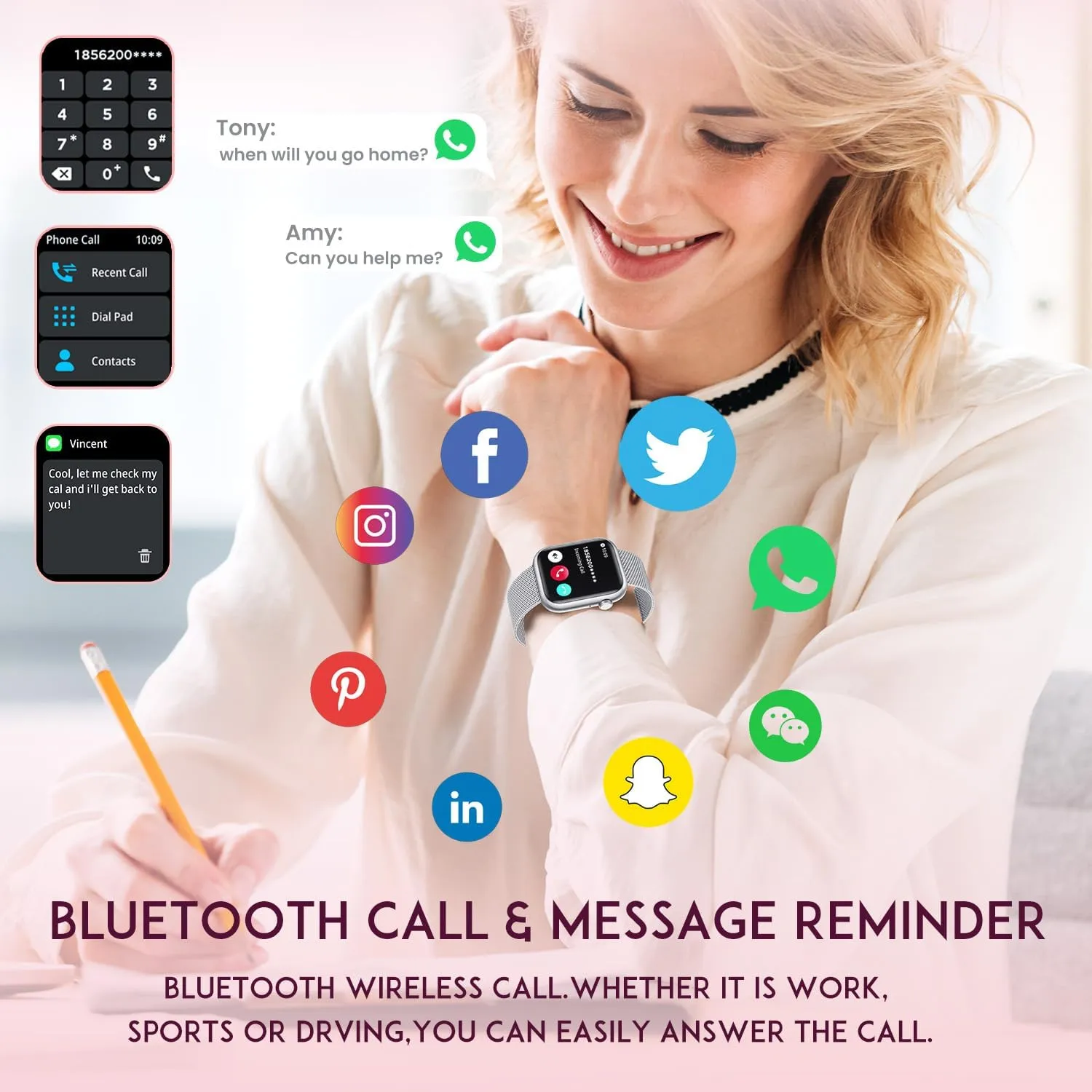 Answer Bluetooth Call Android Phones iPhone Compatible 123  Sport Modes IP68 Waterproof Digital Pedometer Heart Rate Monitor Smartwatch Women Fitness Tracker Watch: Silver Smart Watches for Women stripe loan brief Make 