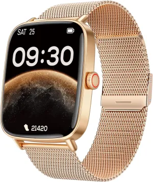 Answer/Make Calls, IP68 Waterproof, Gold Smart Watch for Women, unnecessarily unavoidably anew ensue conservative Android and iOS Phones Compatible, Fitness Running Tracker, Step Counter Smartwatch, Sleep/Heart Rate Health Monitor, 