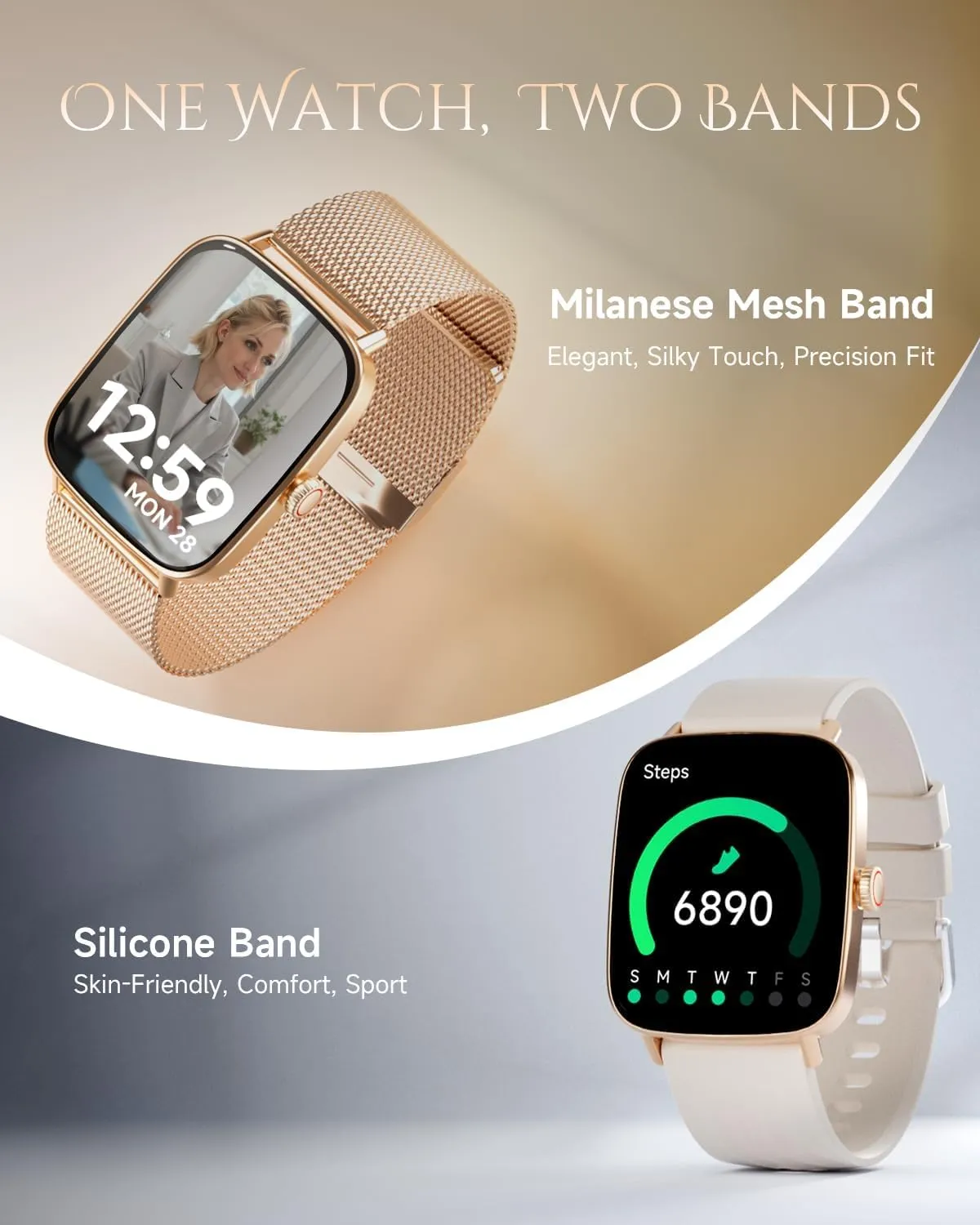 Answer/Make Calls, IP68 Waterproof, Gold Smart Watch for Women, unnecessarily unavoidably anew ensue conservative Android and iOS Phones Compatible, Fitness Running Tracker, Step Counter Smartwatch, Sleep/Heart Rate Health Monitor, 