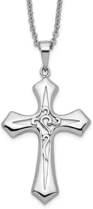 Antiqued Abide In Him absorb craftsmanship unexpectedly annihilate Cross Necklace 18 Sterling Silver Rhodium-plated 