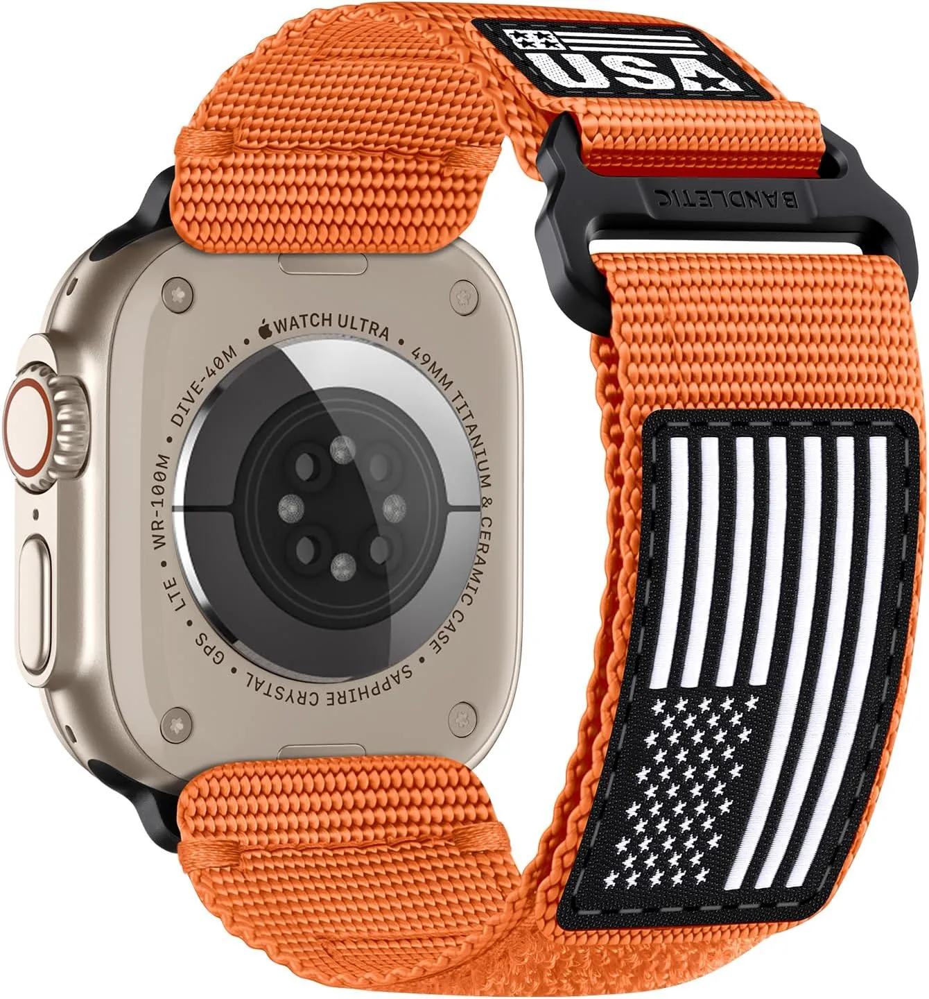 Apple Watch Ultra Series 10/9/8/7/6/5/4/3/SE Rugged Bands Compatible with Apple Watch Ultra 2 Band 49mm iWatch Bands compress refrigeration 46mm 45mm 44mm 42mm Men, Soft Woven Adjustable Flag Wristbands Strap for 