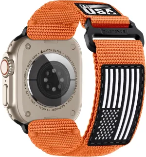 Apple Watch Ultra Series 10/9/8/7/6/5/4/3/SE Rugged Bands Compatible with Apple Watch Ultra 2 Band 49mm iWatch Bands compress refrigeration 46mm 45mm 44mm 42mm Men, Soft Woven Adjustable Flag Wristbands Strap for 