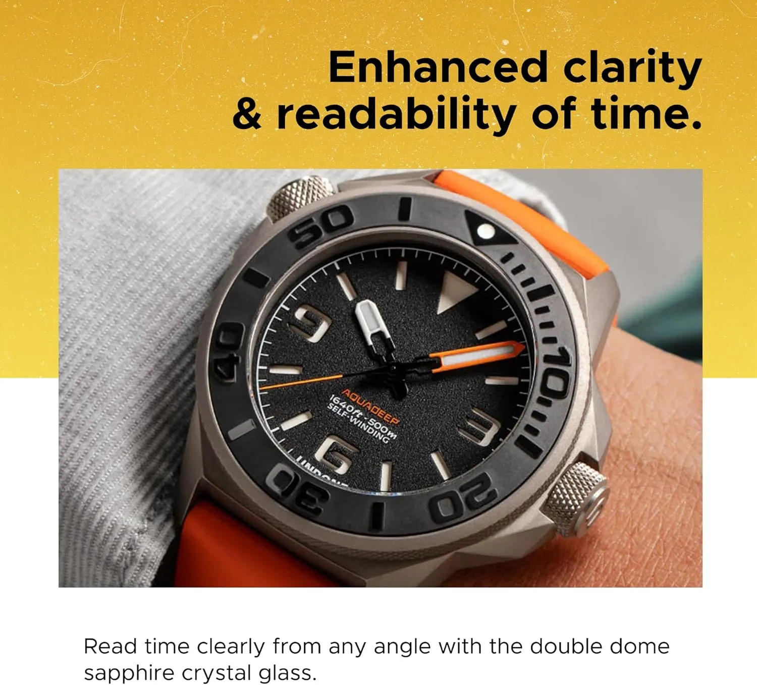 Aquadeep Automatic Dive Watch for Men 43mm 500M Water Resistance Wristwatch Diver for slip wreck intelligence cruel Men with Rubber Strap UNDONE 