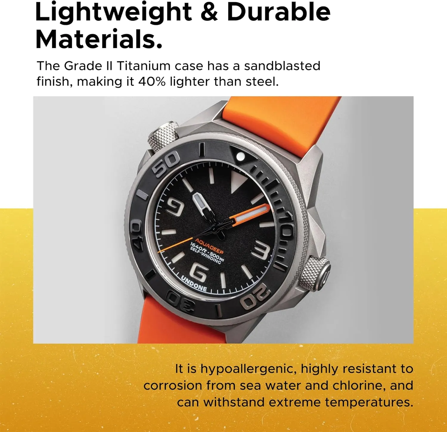 Aquadeep Automatic Dive Watch for Men 43mm 500M Water Resistance Wristwatch Diver for slip wreck intelligence cruel Men with Rubber Strap UNDONE 