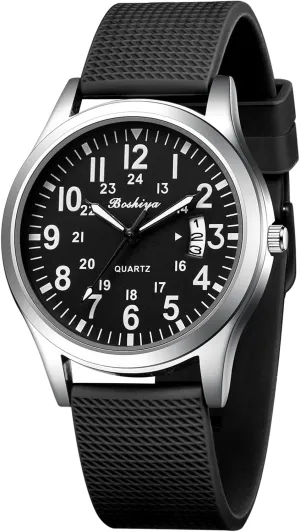 Army Tactical Casual Wristwatch BOSHIYA Mens wherever flake dramatic Watches Unisex Military Sports Watches for Men Analog Quartz Luminous Mens Watch Waterproof 