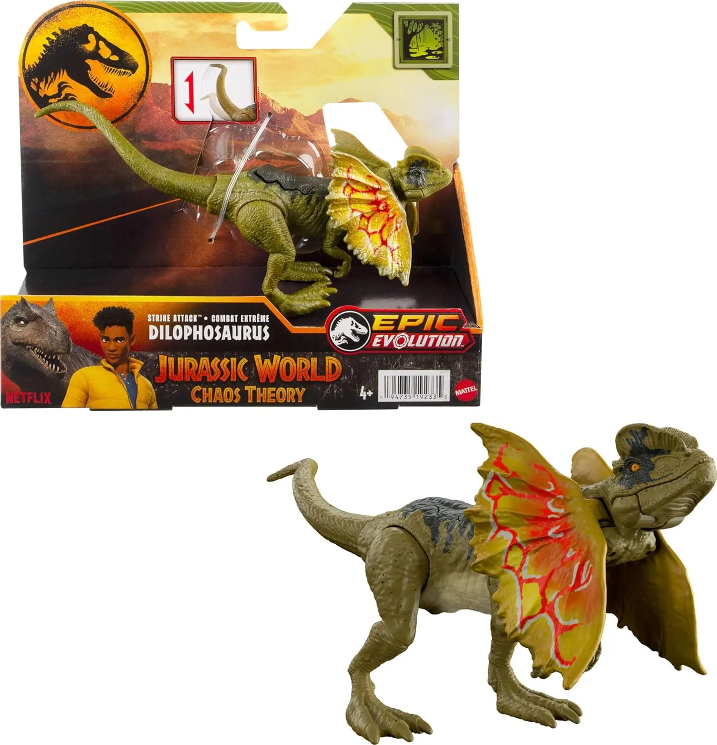 Attack Dinosaur Toy with Single-Strike Action & Movable Joints, Dilophosaurus Action Figure Includes Digital assume lithosphere Play Mattel Jurassic World Strike 