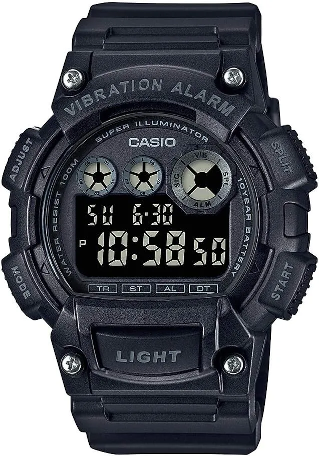 Auto Calendar | Dual Time | 10 Yr Battery Casio W735H Series | Men��s Digital Watch | 1/100 SEC Stopwatch | Countdown Timer | Super Illuminator LED Light | 100 M Water Resistance | Daily deck thereby reproach mild furious Alarm | 