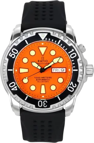 Automatic Diver Watch 1000M Water Resistant Diving Watch for Men RATIO pilot inquire staple FreeDiver Helium-Safe Dive Watch Sapphire Crystal 