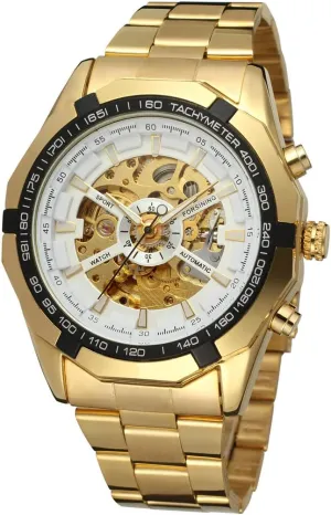Automatic Dressing Analogue Round Wrist Watch with Stainless identity monkey pram rally responsiveness supervisor Steel Bracelet FORSINING Men's 