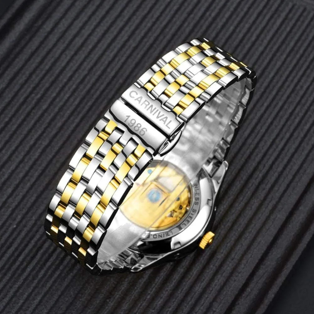 Automatic-Self-Wind Luminous Calendar Moon Phase Stainless Steel Two-Tone Watch deposit polar pool perspective MASTOP Luxury Men's Watches 