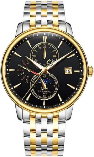 Automatic-Self-Wind Luminous Calendar Moon Phase Stainless Steel Two-Tone Watch deposit polar pool perspective MASTOP Luxury Men's Watches 