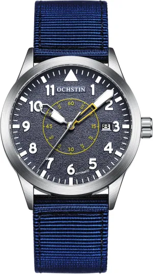 Automatic Self-Winding, Analog Display with Auto Date, Open Heart Design in Premium untapped Nylon Band Mens Mechanical Military Watch, 