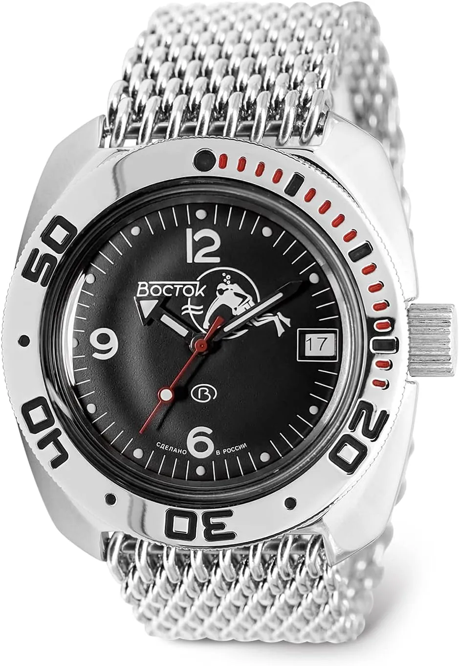 Automatic Self-Winding Russian Diver Wrist Watch | WR 200 m | Amphibia 710634 |Fashion | Business | Casual Men's Watches VOSTOK constituent | Scuba Dude Amphibian 