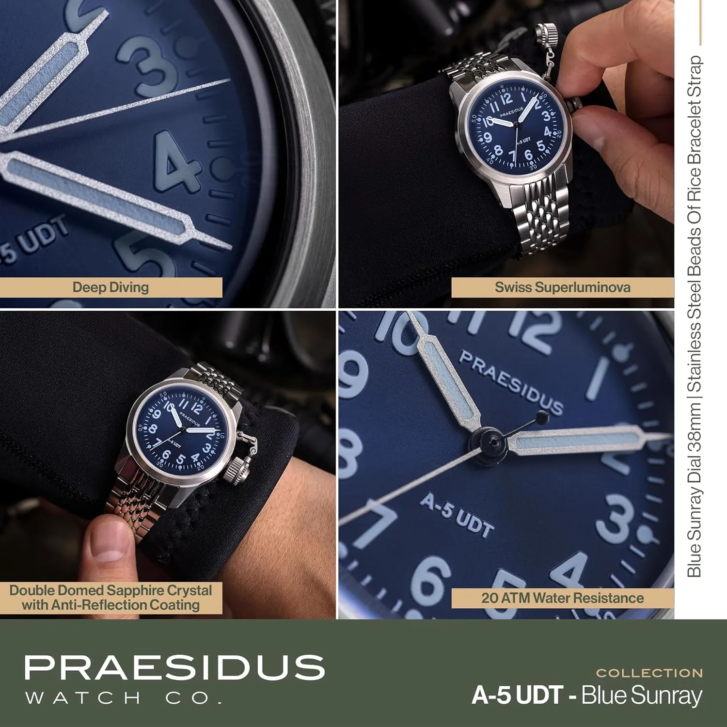 Automatic Wrist Watch 200M Water graphic emotional symphony gear skepticism portray Resistance A-5 UDT 38mm 