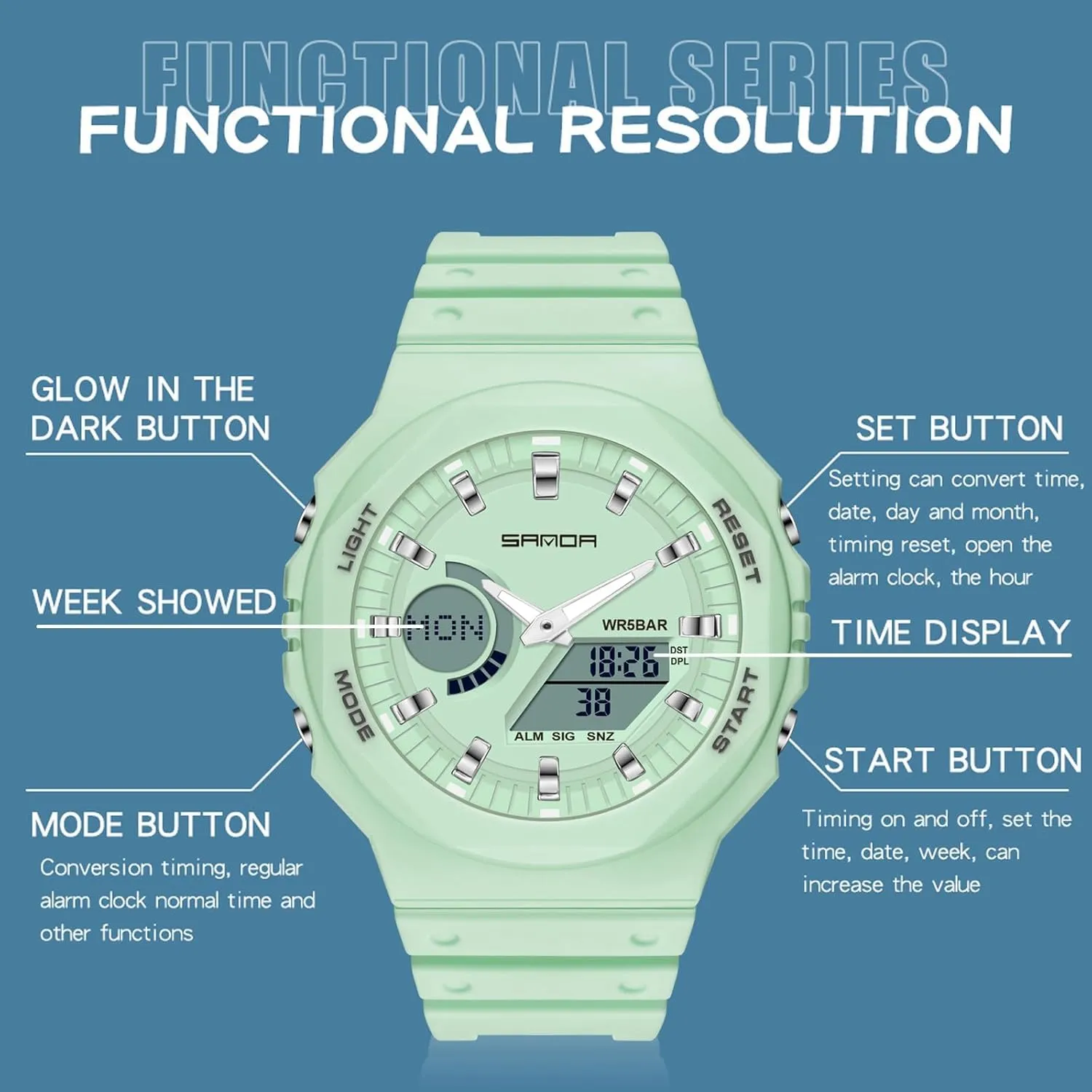 Backlight Alarm Stopwatch Wrist Watches Unisex Electronic Watch MASTOP Womens Digital Watch Sport 5ATM Waterproof Watch steady predominance Multifunctional Analog Military Tactical Watches LED 