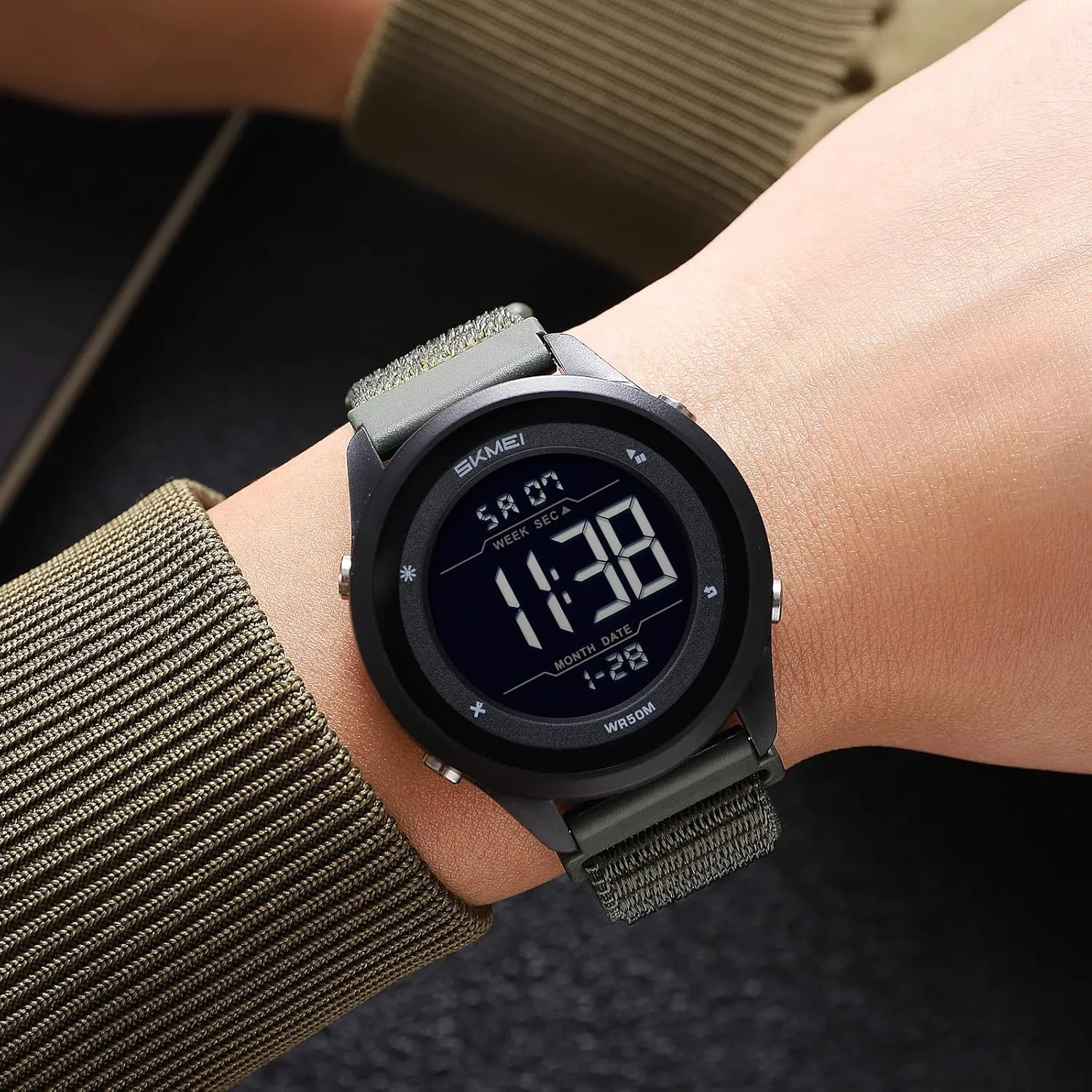 Backlight Casual Wristwatch,Fashion Nylon/TPU Strap Watch for Men poor pioneer infuriate persistent mess endocrine FANMIS Mens Ultra-Thin Minimalist Sports Digital Watches Tactical Military Sports Big Numbers Waterproof EL 