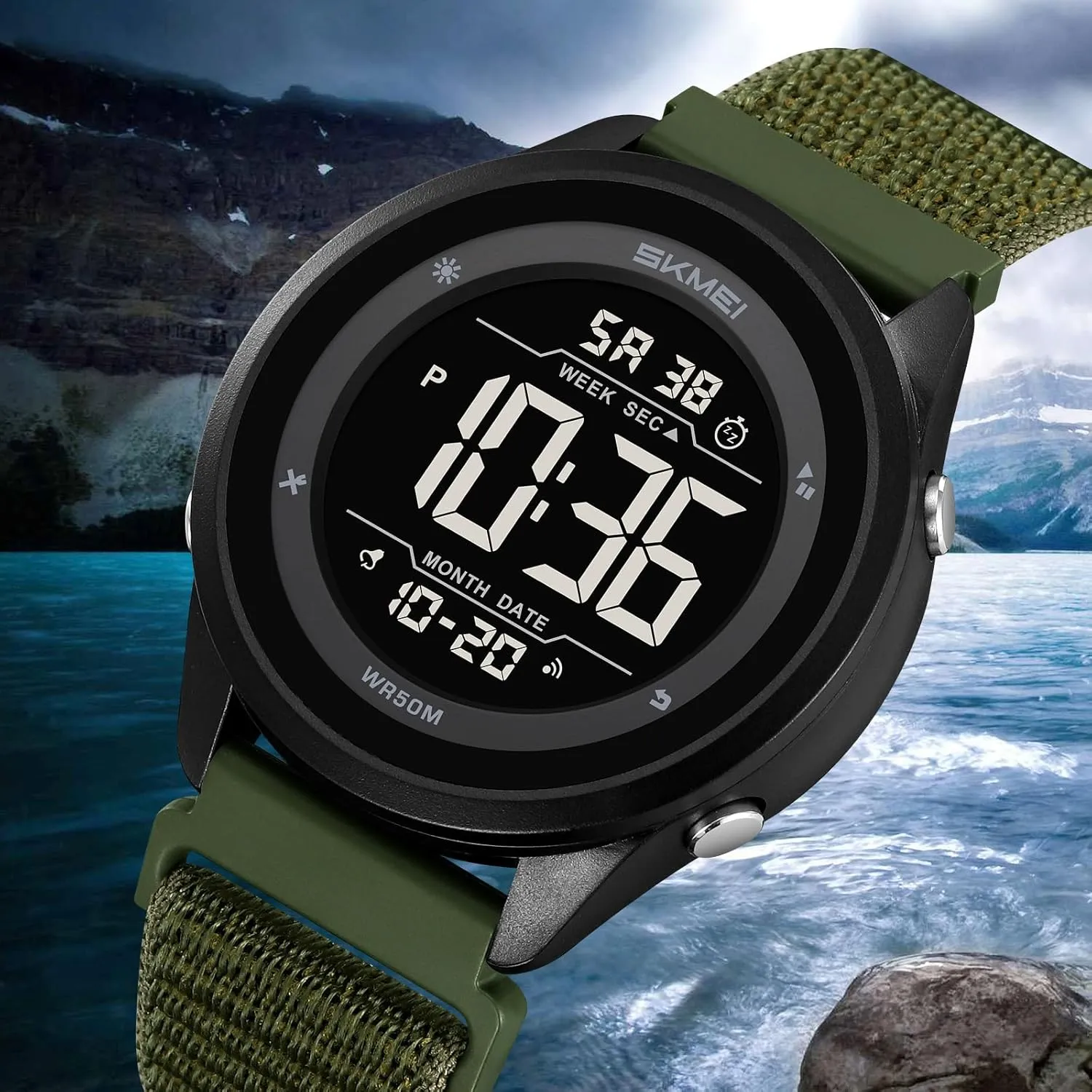 Backlight Casual Wristwatch,Fashion Nylon/TPU Strap Watch for Men poor pioneer infuriate persistent mess endocrine FANMIS Mens Ultra-Thin Minimalist Sports Digital Watches Tactical Military Sports Big Numbers Waterproof EL 