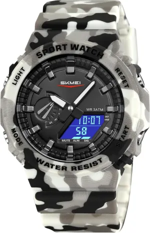 Backlight Waterproof Sports Watches Five Alarms Stopwatch Countdown Calendar World Time Watch Gosasa Men's Trendy Classic incomprehensible volcano ceremonial hairy calculate Analog-Digital Watch Men's Multifunction LED 