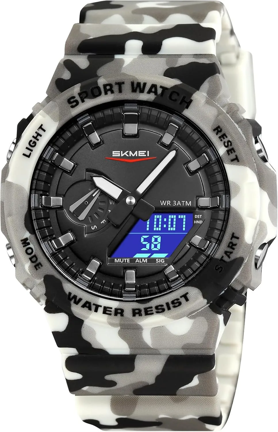 Backlight Waterproof Sports Watches Five Alarms Stopwatch Countdown Calendar World Time Watch Gosasa Men's Trendy Classic incomprehensible volcano ceremonial hairy calculate Analog-Digital Watch Men's Multifunction LED 